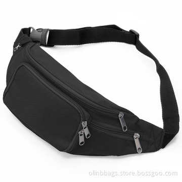 Lightweight Black Zippered Simple Waist Fanny Bag